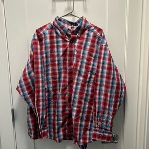 Ariat XXL Pro Series Red/Blue Plaid Long Sleeve Western Shirt
